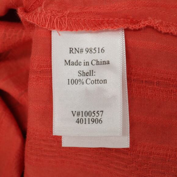 Coldwater Creek Top Plus 2X Orange Textured Cotton Blouse Roll Tab Sleeve Career - Picture 10 of 13